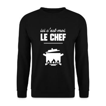 Ici c’est moi le chef - Sweat-shirt Unisexe - noir - Devant - Alina (178cm) & Michal (187cm)