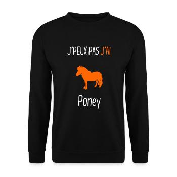 J'peux pas j'ai Poney - Sweat-shirt Unisexe - noir - Devant - Alina (178cm) & Michal (187cm)