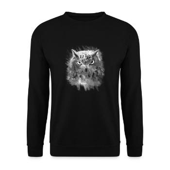 Eule schwarz weiß - Unisex Pullover - Schwarz - Vorne - Alina (178cm) & Michal (187cm)