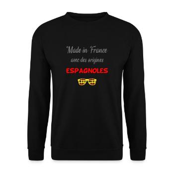 made in France d'origines espagnoles - Sweat-shirt Unisexe - noir - Devant - Alina (178cm) & Michal (187cm)