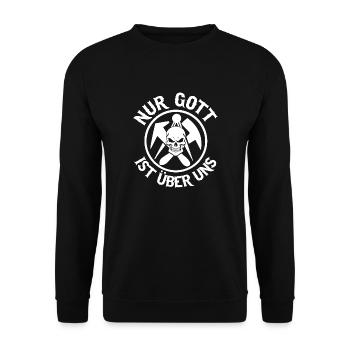 Dachdecker - Nur Gott - Unisex Pullover - Schwarz - Vorne - Alina (178cm) & Michal (187cm)