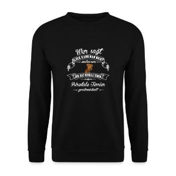 Airedale Terrier Glück - Unisex Pullover - Schwarz - Vorne - Alina (178cm) & Michal (187cm)