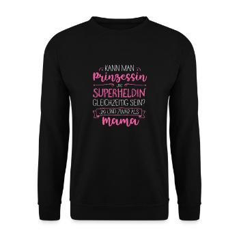 Supermama - Unisex Pullover - Schwarz - Vorne - Alina (178cm) & Michal (187cm)