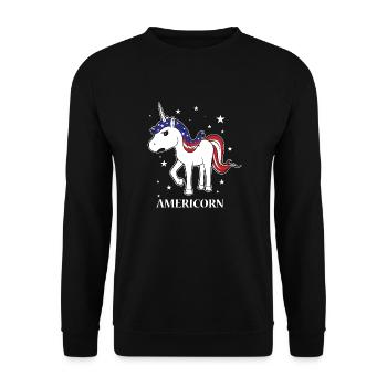 Americorn! Einhorn! Unicorn! Trendy Cute! USA! - Unisex Pullover - Schwarz - Vorne - Alina (178cm) & Michal (187cm)