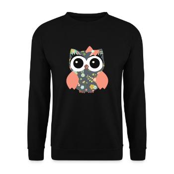 Owl Flowerpower - Unisex Sweatshirt - black - Front - Alina (178cm) & Michal (187cm)
