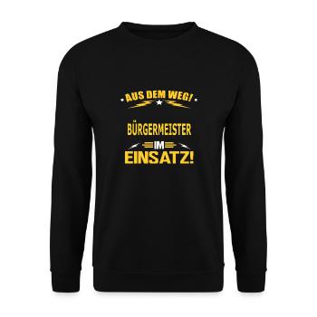 BÜRGERMEISTER - Unisex Pullover - Schwarz - Vorne - Alina (178cm) & Michal (187cm)
