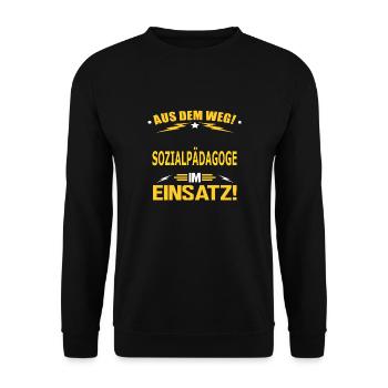 SOZIALPÄDAGOGE - Unisex Pullover - Schwarz - Vorne - Alina (178cm) & Michal (187cm)