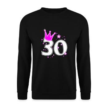 30 30. Geburtstag mit Krone - Unisex Pullover - Schwarz - Vorne - Alina (178cm) & Michal (187cm)