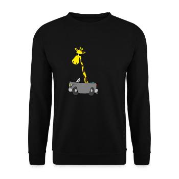 Giraffe mit Sonnenbrille | Das perfekte Geschenk - Unisex Pullover - Schwarz - Vorne - Alina (178cm) & Michal (187cm)