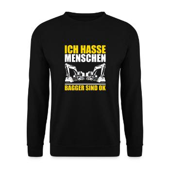 Bagger Maschinenführer Arbeit Beruf Job Gala bau - Unisex Pullover - Schwarz - Vorne - Alina (178cm) & Michal (187cm)