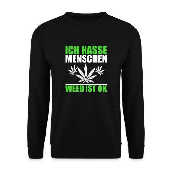 KIFFEN WEED DROGEN CANNABIS AMSTERDAM JOINT BONG - Unisex Pullover - Schwarz - Vorne - Alina (178cm) & Michal (187cm)