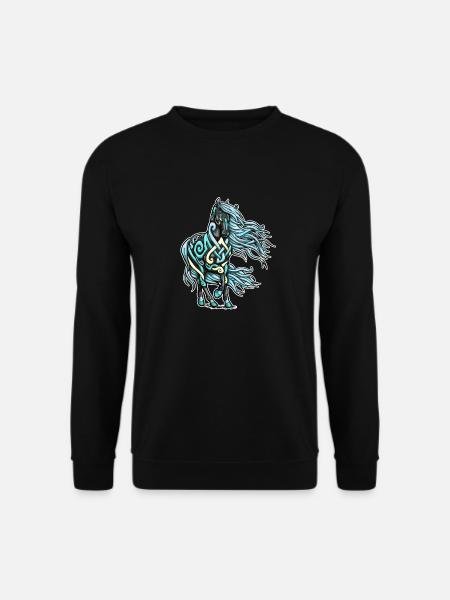 Keltische Knoten Tattoo Pferd Friese Blau Geschenk - Unisex Pullover - Schwarz