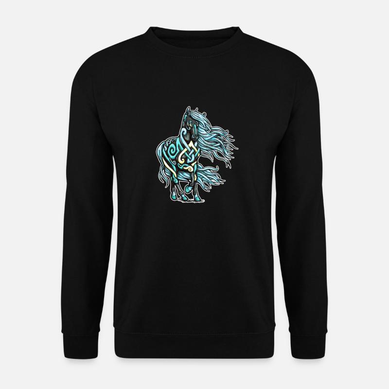 Keltische Knoten Tattoo Pferd Friese Blau Geschenk - Unisex Pullover - Schwarz
