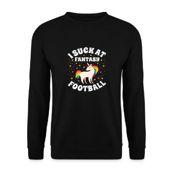 I Suck At Fantasy Football Unicorn Loose Gift - Unisex Sweatshirt - black - Front - Alina (178cm) & Michal (187cm)