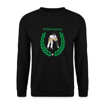 schwinger schlussgang - Unisex Pullover - Schwarz - Vorne - Alina (178cm) & Michal (187cm)
