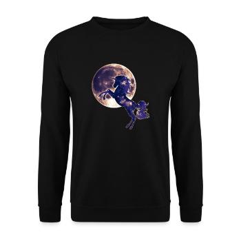 Einhorn, Vollmond , Mond, Magie, Pferd, unicorn, - Unisex Pullover - Schwarz - Vorne - Alina (178cm) & Michal (187cm)