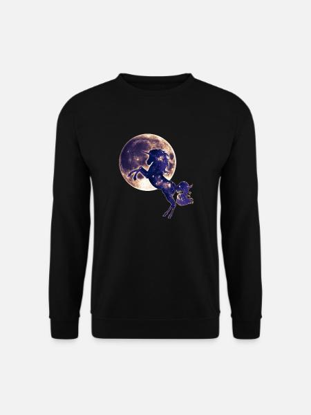 Unicorn full moon, galaxy, space, horse, fantasy - Unisex Sweatshirt - black