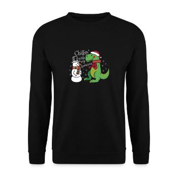 Noël drôle T-Rex Bonhomme de neige dinosaure - Sweat-shirt Unisexe - noir - Devant - Alina (178cm) & Michal (187cm)