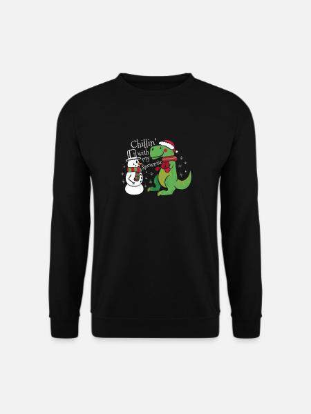 Lustiges Weihnachten T-Rex Schneemann Dinosaurier - Unisex Pullover - Schwarz