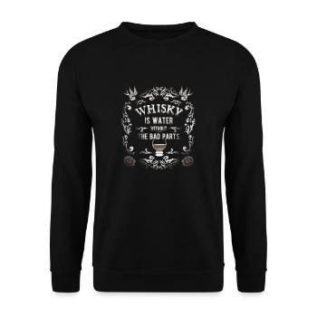 Cooles Whisky Design "Whisky is water" - Unisex Pullover - Schwarz - Vorne - Alina (178cm) & Michal (187cm)