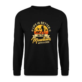 Life in the mountains with a Dog Berge Hund Zelten - Unisex Pullover - Schwarz - Vorne - Alina (178cm) & Michal (187cm)