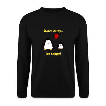Don't worry, be happy! - Unisex Sweatshirt - black - Front - Alina (178cm) & Michal (187cm)
