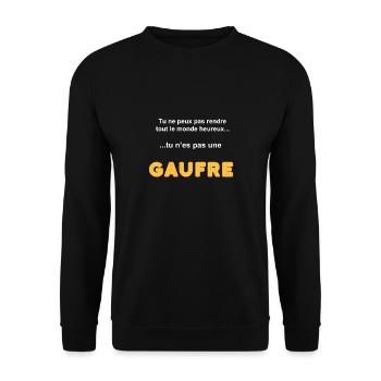 Humor, du bist keine Waffel - Unisex Pullover - Schwarz - Vorne - Alina (178cm) & Michal (187cm)