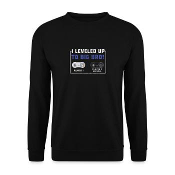 Level Up Gamer Zocker Big Bro Bruder Geschenk - Unisex Pullover - Schwarz - Vorne - Alina (178cm) & Michal (187cm)