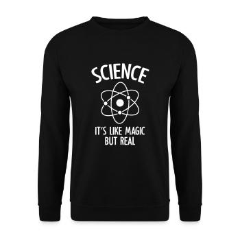 Science tees It s like magic but real - Sweat-shirt Unisexe - noir - Devant - Alina (178cm) & Michal (187cm)