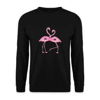 flamingo design - Unisex Sweatshirt - black - Front - Alina (178cm) & Michal (187cm)