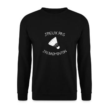T shirt Je peux Pas j'ai Badminton - Sweat-shirt Unisexe - noir - Devant - Alina (178cm) & Michal (187cm)