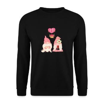 Valentine's day gnome - Unisex Sweatshirt - black - Front - Alina (178cm) & Michal (187cm)