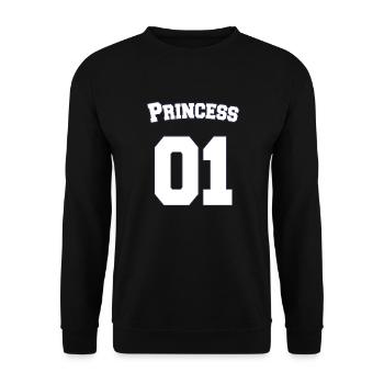 Princess 01 Geschenk für Ehepartner und Liebespaar - Unisex Pullover - Schwarz - Vorne - Alina (178cm) & Michal (187cm)