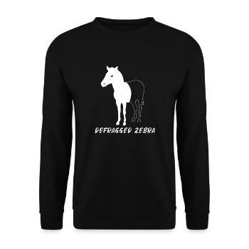 Defragged Zebra Admin Geek Programmierer Geschenk - Unisex Pullover - Schwarz - Vorne - Alina (178cm) & Michal (187cm)