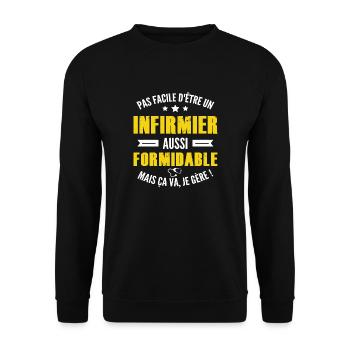 infirmier formidable / humour infirmier - Sweat-shirt Unisexe - noir - Devant - Alina (178cm) & Michal (187cm)