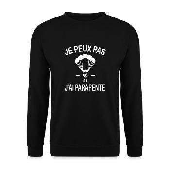 Ich kann nicht Gleitschirmfliegen - Unisex Pullover - Schwarz - Vorne - Alina (178cm) & Michal (187cm)