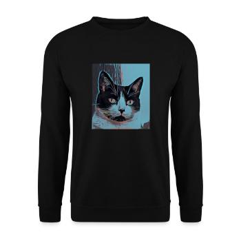 Psychodelic Cat - Unisex Pullover - Schwarz - Vorne - Alina (178cm) & Michal (187cm)