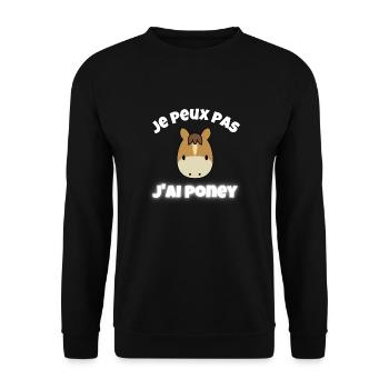 je peux pas j'ai poney - Sweat-shirt Unisexe - noir - Devant - Alina (178cm) & Michal (187cm)