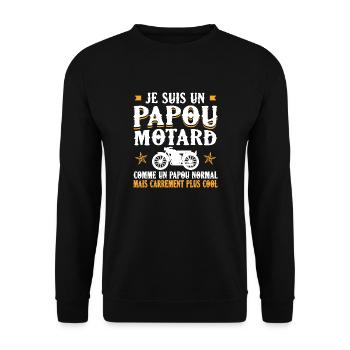 Je Suis Un Papou Motard Grand-père Cadeau Moto - Sweat-shirt Unisexe - noir - Devant - Alina (178cm) & Michal (187cm)