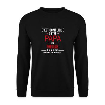 papa Et PORTUGAIS cadeau citation - Sweat-shirt Unisexe - noir - Devant - Alina (178cm) & Michal (187cm)