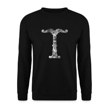 Wikinger-Symbol "Irminsul" - Unisex Pullover - Schwarz - Vorne - Alina (178cm) & Michal (187cm)