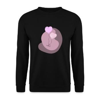 Love Lettering 2 Balloons Heart Balloons Saying - Unisex Sweatshirt - black - Front - Alina (178cm) & Michal (187cm)