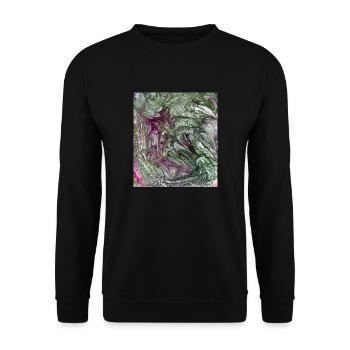 Farbverlauf grün rot - Unisex Pullover - Schwarz - Vorne - Alina (178cm) & Michal (187cm)
