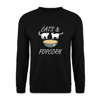 Chats et popcorn Cute Kitty Popcorn Chef - Sweat-shirt Unisexe - noir - Devant - Alina (178cm) & Michal (187cm)