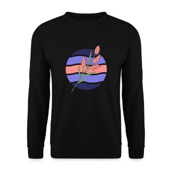 Minimal Blume Wellen Muster Urlaub Ferien Sommer - Unisex Pullover - Schwarz - Vorne - Alina (178cm) & Michal (187cm)