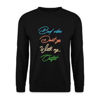 Schlechte Stimmung passt nicht zu meinem Outfit - Unisex Pullover - Schwarz - Vorne - Alina (178cm) & Michal (187cm)