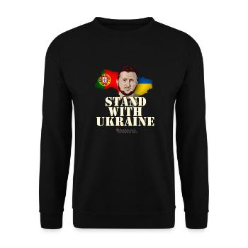 Portugal Stand with Ukraine - Unisex Sweatshirt - black - Front - Alina (178cm) & Michal (187cm)