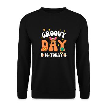 GROOVY DAY IS TODAY 70s - Unisex Sweatshirt - black - Front - Alina (178cm) & Michal (187cm)