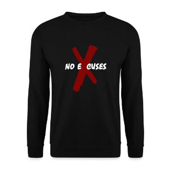 Erhebe dich über die Ausreden - Unisex Pullover - Schwarz - Vorne - Alina (178cm) & Michal (187cm)
