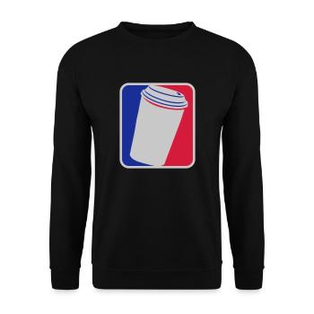 Tasse à café rouge bleu - Sweat-shirt Unisexe - noir - Devant - Alina (178cm) & Michal (187cm)